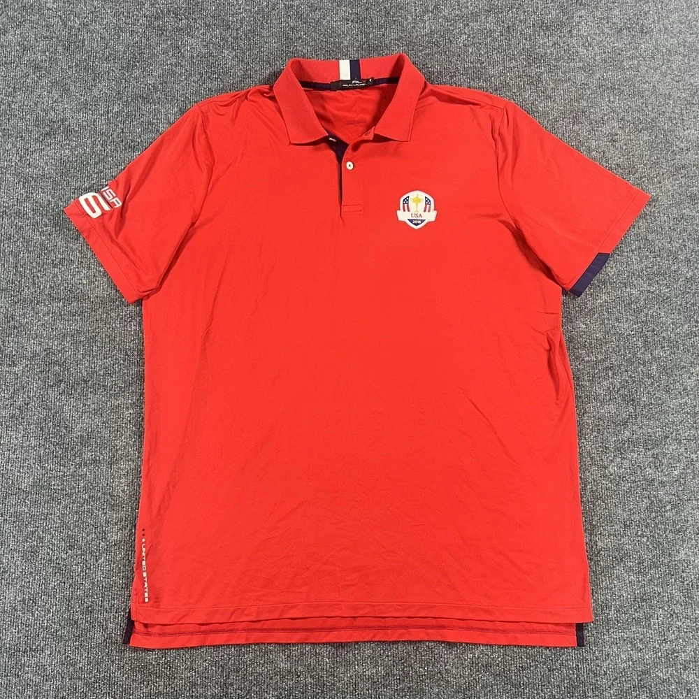 Ryder Cup USA Golf Polo Shirt Mens XL Red RLX‎ Ralph Lauren 2016 United States